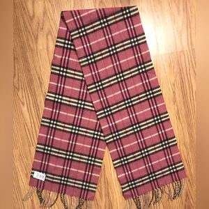 Rare Burberry Classic Pink Nova Plaid 100% Lambswool Neck Scarf